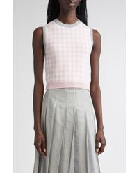 Thom Browne - Fun-Mix Gingham Check Bird's Eye Cashmere Sweater Vest - Lyst