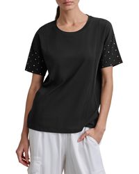 DKNY - Rhinestone Sleeve T-shirt - Lyst