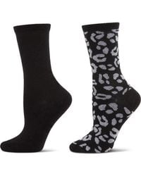 Memoi - Leopard Assorted 2-Pack Crew Socks - Lyst