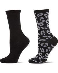 Memoi - Leopard Assorted 2-Pack Crew Socks - Lyst
