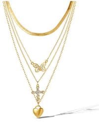 Jessica Simpson - Layered Butterfly, Cross & Heart Pendant Necklace Set - Lyst