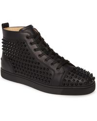 Christian Louboutin Suede Allover Spikes High Top Sneakers - Men's