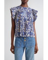 Ulla Johnson - Sienna Flutter Sleeve Top - Lyst