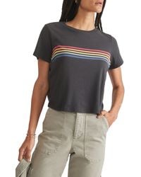 Marine Layer - Easy Rainbow Stripe Crop T-shirt - Lyst