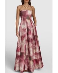 Donna Karan - Watercolor Print Strapless Gown - Lyst
