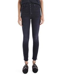 Mother - The Pixie Swooner High Waist Frayed Ankle Skinny Jeans - Lyst