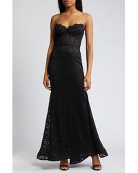 Morgan & Co. - Glitter Lace Strapless Mermaid Gown - Lyst