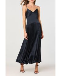 Astr Pleated Drop Waist Dress in Natural | Lyst