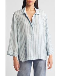 Rails - Banks Stripe Linen Blend Popover Shirt - Lyst