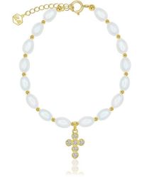 LA MENO - Freshwater Pearl & Cross Bracelet - Lyst