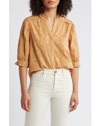 Wit & Wisdom - Embroidered Eyelet Button-up Shirt - Lyst