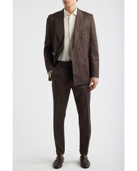 BOSS - Huge Slim Fit Stretch Cotton Peak Lapel Double Breasted Suit - Lyst