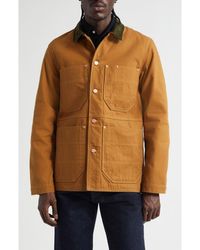 Drake's - Check Lined Cotton Canvas Welder Chore Jacket - Lyst