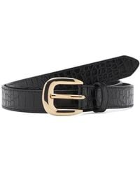 Mango - Croc Embossed Faux Leather Belt - Lyst