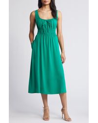 Connected Apparel - Shirred Waist Midi Dress - Lyst
