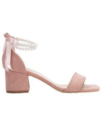 Forever & Always Shoes - Illy Low Block Heel Sandals With Pearls - Lyst