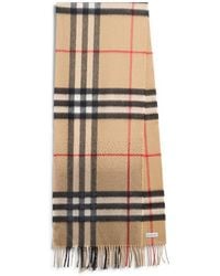 Burberry - Crystal Embellished Check Cashmere Fringe Scarf - Lyst