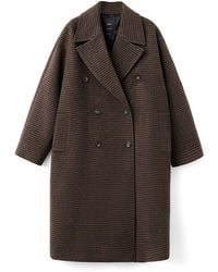 Mango - Micro Houndstooth Wool Blend Double Breasted Coat - Lyst