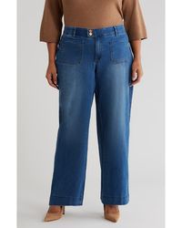 Wit & Wisdom - Patch Pocket High Waist Wide Leg Jeans - Lyst
