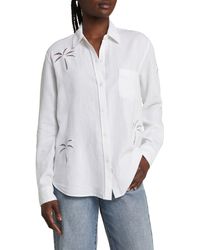 Rails - Charli Palm Eyelet Linen Blend Button-up Shirt - Lyst