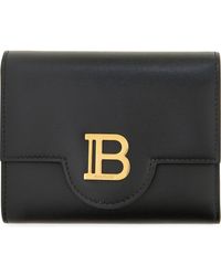 Balmain - B-Buzz Calfskin Leather Trifold Wallet - Lyst