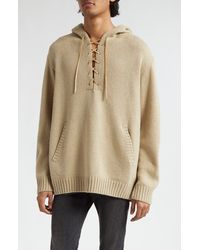 Undercover - Lace-up Wool Sweater Hoodie - Lyst