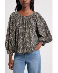 Treasure & Bond - Print Raglan Sleeve Cotton Top - Lyst