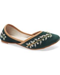 Fuchsia - Rania Embroidered Jutti Flat - Lyst