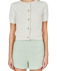 Endless Rose - Scalloped Embellished Button Short Sleeve Cardigan - Lyst