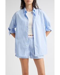 Sporty & Rich - Src Stripe Oversize Cotton Poplin Button-Up Shirt - Lyst