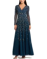 Mac Duggal - Embellished Wrap Over Illusion Long Sleeve A Line Gown - Lyst