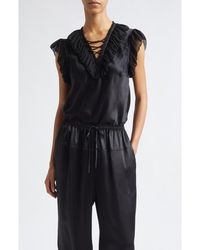 Ulla Johnson - Ilyana Silk Sheer Ruffle Trim Top - Lyst