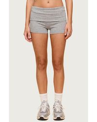Edikted - Audrea Foldover Stretch Cotton Bike Shorts - Lyst