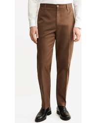 Mango - Regular Fit Pleated Stretch Cotton Pants - Lyst