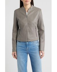Via Spiga - Front Zip Faux Leather Jacket - Lyst