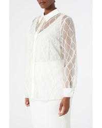 Marina Rinaldi - Bacca Embellished Silk Organza Button-Up Shirt - Lyst