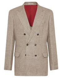 Brunello Cucinelli - Diagonal Twill Unconstructed Blazer - Lyst