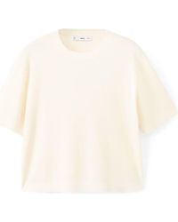 Mango - Short Sleeve Wool & Cotton Crewneck Sweater - Lyst