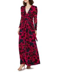 Diane von Furstenberg - Anne Floral Mesh Long Sleeve Maxi Dress - Lyst