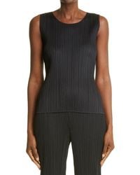 Pleats Please Issey Miyake - Basics Pleated Sleeveless Top - Lyst