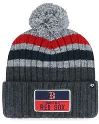 '47 - Boston Sox Stack Cuffed Knit Hat With Pom - Lyst