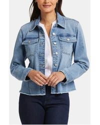 NYDJ - Frayed Denim Jacket - Lyst
