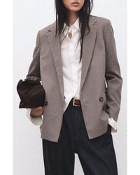 Mango - Houndstooth Microcheck Double Breasted Blazer - Lyst