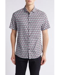 Stone Rose - Zebra Short Sleeve Trim Fit Button-up Shirt - Lyst
