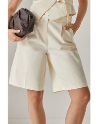 Nasty Gal - Longline Cotton Twill Buckle Jort Shorts - Lyst