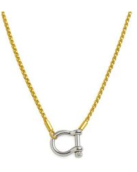 Hollywood Sensation - Lucky Lock Carabiner Necklace Two-Tone Mixed Metal Horseshoe Pendant Chain - Lyst