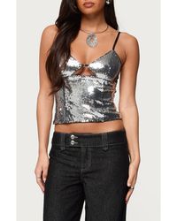 Edikted - Rokko Sequin Keyhole Crop Camisole - Lyst