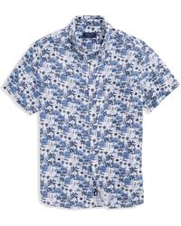 Vineyard Vines - Gasparilla Scenic Print Short Sleeve Linen Blend Button-Down Shirt - Lyst