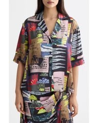 Scotch & Soda - Art Department Collage Print Short Sleeve Button-Up Shirt - Lyst