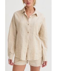 Crescent - Stripe Textured Linen Shirt - Lyst